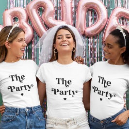 Retro Script Heart Bruidsmeisje Bachelorette Feest T-shirt