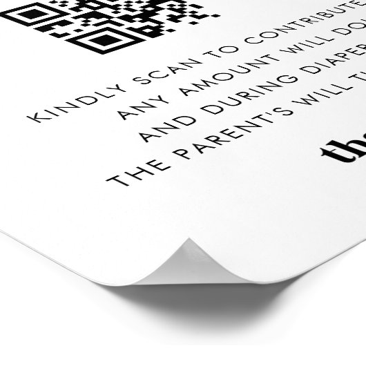 Retro Script Heart Diaper Fund Baby shower teken Poster (Hoek)