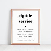 Retro Script & Heart Shuttle Service Trouwbord Poster