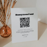 retro script Honeymoon fonds QR code Reclamebord Met Voetstuk<br><div class="desc">Kies een retro en een vintage voor je bruiloft. Klassieke maar moderne en trendy, het zal al uw behoeften aanpassen. Eenvoudig aan te passen, verandert u de tekstkleur of de achtergrond zoals u wilt. Vervang de QR-code door uw eigen code om uw gasten toegang te geven tot uw digitale wensen....</div>