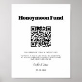 retro script Honeymoon fonds QR code sign Poster (Voorkant)
