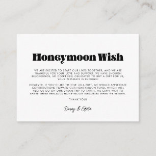 retro script Honeymoon wish Informatiekaartje