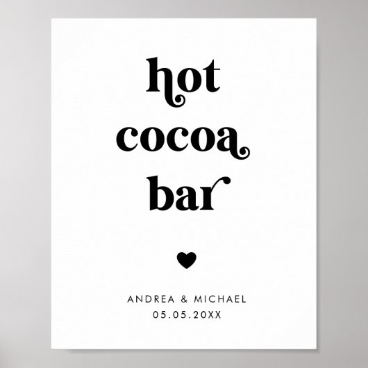 Retro Script Hot Cacao Bar Winter Trouwbord Poster (Voorkant)