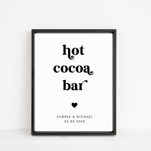 Retro Script Hot Cacao Bar Winter Trouwbord Poster