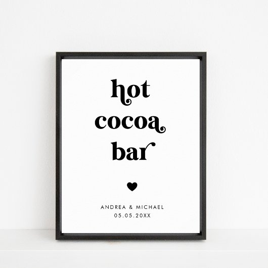 Retro Script Hot Cacao Bar Winter Trouwbord Poster