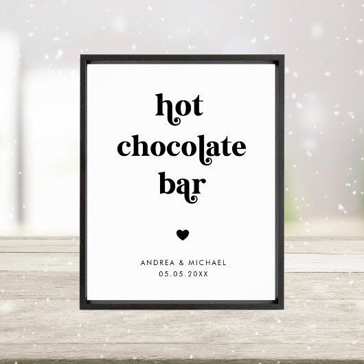 Retro Script Hot Chocolade Bar Winter Trouwteken Poster