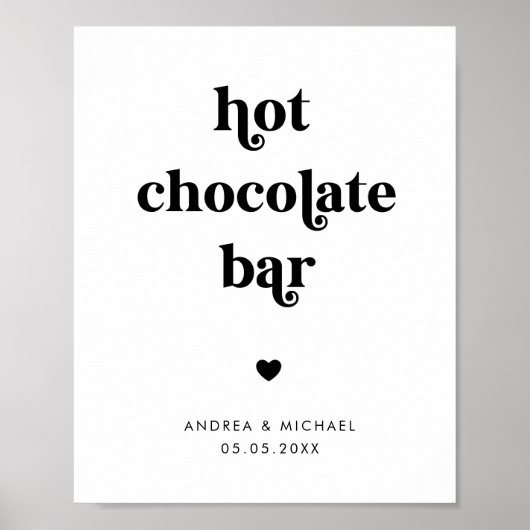 Retro Script Hot Chocolade Bar Winter Trouwteken Poster (Voorkant)