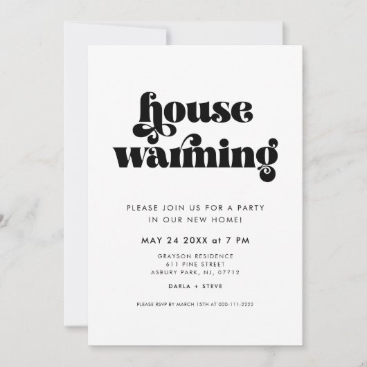 Retro Script Housewarming Party Kaart (Voorkant)