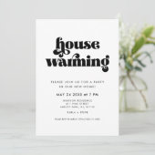 Retro Script Housewarming Party Kaart (Staand voorkant)