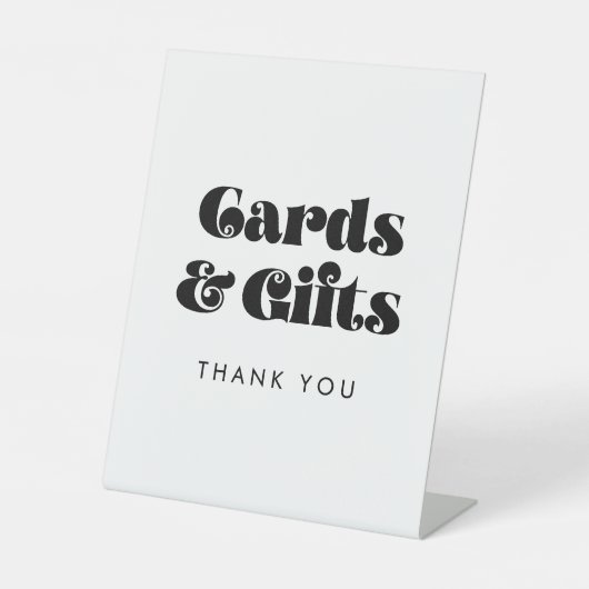 Retro Script Kaarten & Geschenken Reclamebord Met Voetstuk (Voorkant)