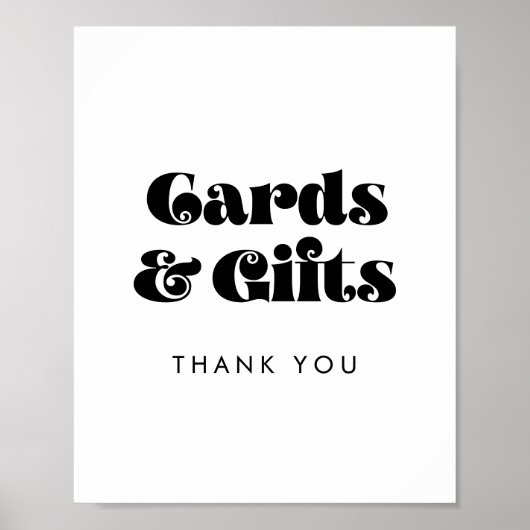  Retro Script Kaarten & Gifts Sign Poster (Voorkant)