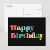 retro script Kleurrijk Happy Birthday Briefkaart (Voorkant / Achterkant)