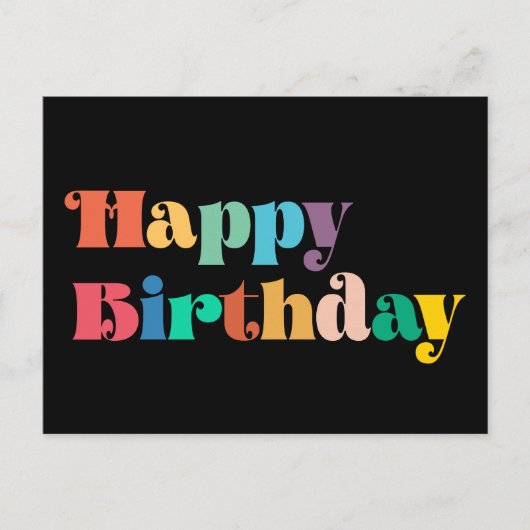 retro script Kleurrijk Happy Birthday Briefkaart (Voorkant)