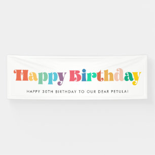  retro script Kleurrijk Happy Birthday Spandoek