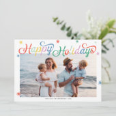 Retro Script Kleurrijke Kerst Een Foto Feestdagenkaart (Staand voorkant)