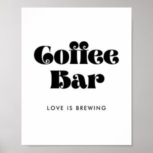 Retro Script Koffiebalkteken Poster
