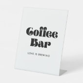  retro-script koffiebar reclamebord met voetstuk (Voorkant)