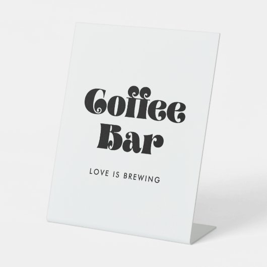 retro-script koffiebar reclamebord met voetstuk (Voorkant)