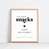 Retro Script Late Night Snacks Hart Trouwteken Poster