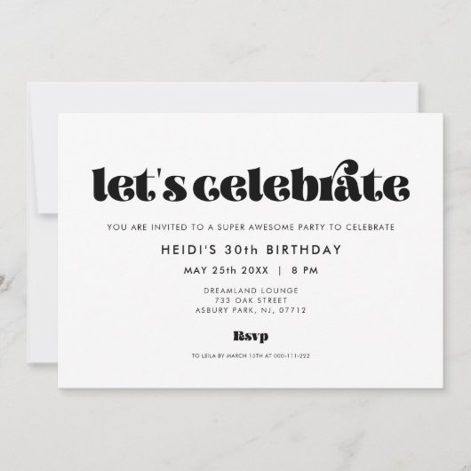 Retro Script Laten we de verjaardag vieren Kaart (Voorkant)