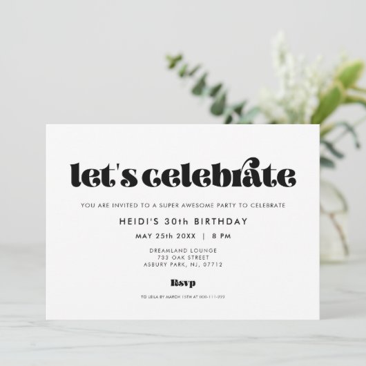 Retro Script Laten we de verjaardag vieren Kaart (Staand voorkant)