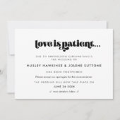 retro script Liefde is geduldige trouwkaart Kaart (Voorkant)