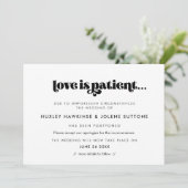 retro script Liefde is geduldige trouwkaart Kaart (Staand voorkant)
