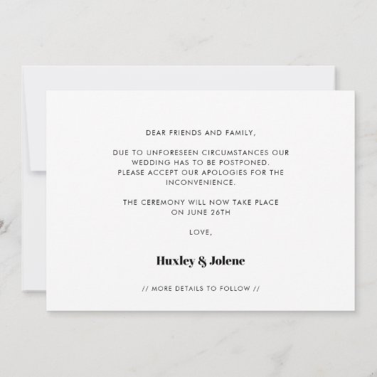  retro script Love is geduldige bruiloft Aankondiging (Achterkant)