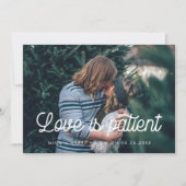 Retro script Love is patient bruiloft update Aankondiging (Voorkant)