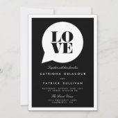 RETRO SCRIPT LOVE SPEECH BUBBLE WEDDING INVITATION KAART (Voorkant)