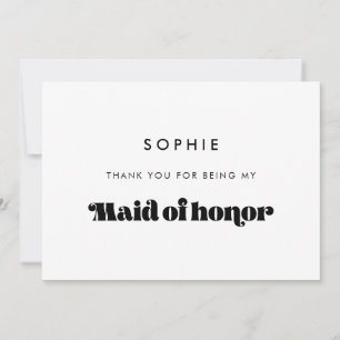Retro Script Maid of Honor bedankkaart Kaart