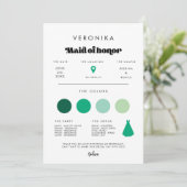  Retro Script Maid of Honor info kaart (Staand voorkant)