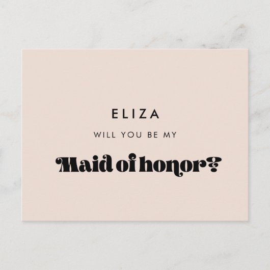 retro script Maid of Honor voorstel Briefkaart (Voorkant)