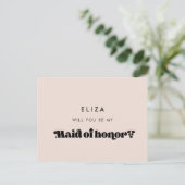 retro script Maid of Honor voorstel Briefkaart (Staand voorkant)