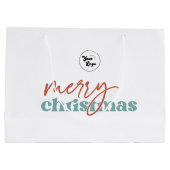Retro Script Merry Christmas Custom Company Logo Groot Cadeauzakje (Achterkant)