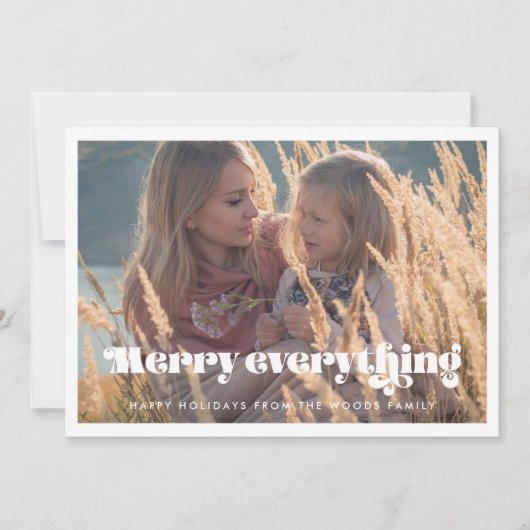  Retro Script Merry Everything Foto Feestdagenkaart (Voorkant)