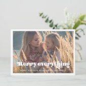 Retro Script Merry Everything Foto Feestdagenkaart (Staand voorkant)