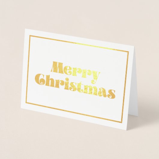  retro script Merry kerstfoto gold Folie Kaarten (Voorkant)