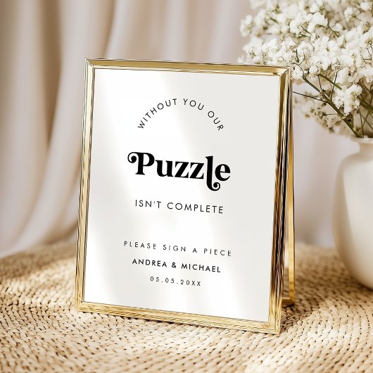 Retro script minimalistisch gastboek trouwkaart poster