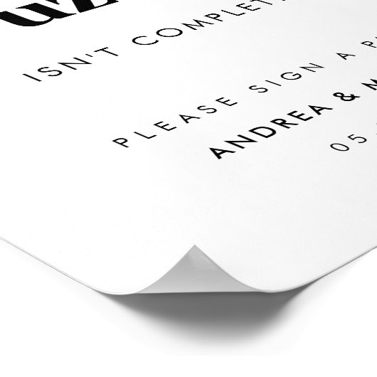 Retro Script Minimalistisch Gastenboek Trouwbord Poster (Hoek)