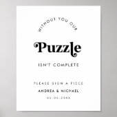 Retro Script Minimalistisch Gastenboek Trouwbord Poster (Voorkant)