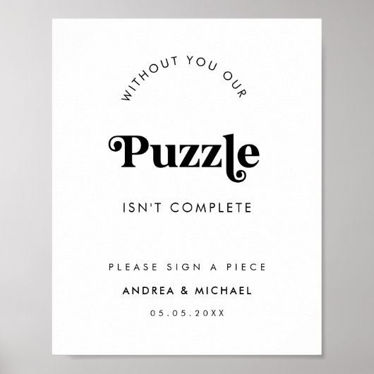 Retro Script Minimalistisch Gastenboek Trouwbord Poster (Voorkant)