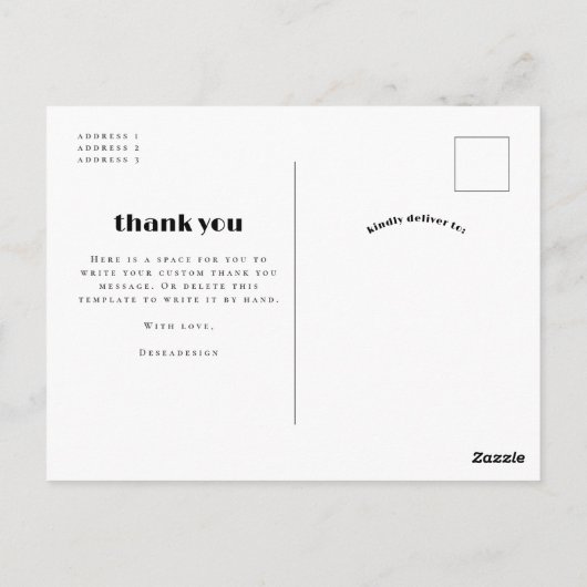 Retro Script Modern Arch 3 foto bruiloft Dank u Briefkaart (Achterkant)