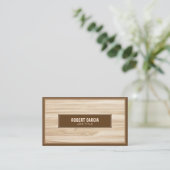Retro  Script | Moderne bruine Tan Wood Look Visitekaartje (Staand voorkant)