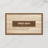 Retro  Script | Moderne bruine Tan Wood Look Visitekaartje (Voorkant)