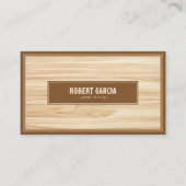 Retro  Script | Moderne bruine Tan Wood Look Visitekaartje (Voorkant)