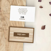 Retro Script | Moderne bruine Tan Wood Look Visitekaartje
