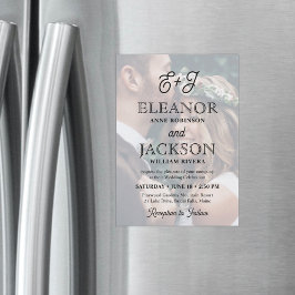 Retro Script Monogram Elegante foto bruiloft Magnetische Uitnodiging