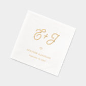Retro Script Monogram Elegante Minimalistische Huw Folie Servetten (Links)