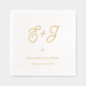 Retro Script Monogram Elegante Minimalistische Huw Folie Servetten (Voorkant)